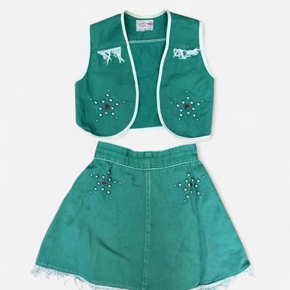 Vintage 1950s Young Texan studded green western outfit - Picture 1 of 5